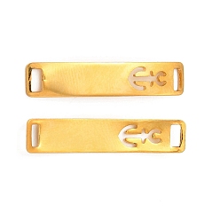 Anchor & Helm 201 Stainless Steel Connector Charms, Real 24K Gold Plated, Curved Rectangle Links, Anchor & Helm Pattern, 30x6x0.8mm, Hole: 4x2mm