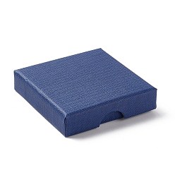 Dark Blue Paper with Sponge Mat Necklace Boxes, Square, Dark Blue, 7x7x1.65cm, Inner Diameter: 6.3x6.3x1cm