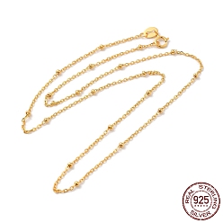 Real 18K Gold Plated 925 Sterling Silver Satellite Chain Necklaces, with S925 Stamp, for Beadable Necklace Making, Real 18K Gold Plated, 17.72~18.11 inch(45~46cm)