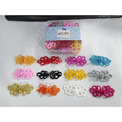 Mixed Color Nbeads 36pairs 9 colors Handmade Chinese Frogs Knots Buttons Sets, Polyester Button, Mixed Color, 31x79x9.4mm, 4pairs/color