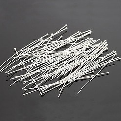 Silbern Silberfarbig Silberfarben plattierte Kugelkopfstifte aus Messing, cadmiumfrei und bleifrei, Größe: ca. 0.5 mm dick, 24 Messgerät, 40 mm lang, Kopf: 1.5 mm, ca. 240 Stk. / 20 g