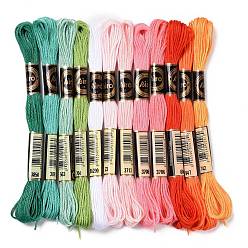 Mixed Color 12 Skeins 12 Colors 6-Ply Polyester Embroidery Floss, Cross Stitch Threads, Summer Color Series, Mixed Color, 0.5mm, about 8.75 Yards(8m)/Skein, 12 skeins/set
