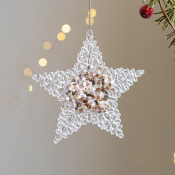 Star Christmas Theme Acrylic Pendant Decorations, Christmas Tree Hanging Decorations, with Paillette, Star, 130mm
