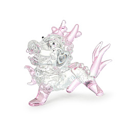 Pearl Pink Handmade Lampwork Dragon Figurines, for Home Desktop Feng Shui Decoration, Pearl Pink, 33x61x58mm