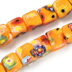 Оранжевый Бусины ручной работы тысячецветник бисера, кубические, оранжевые, 9~11x10x10~11 мм, отверстие : 1.2~1.4 мм