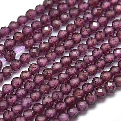 Garnet Natural Garnet Beads Strands, Round, Faceted, 2mm, Hole: 0.4mm, about 192pcs/Strand, 15.16 inch(38.5cm)