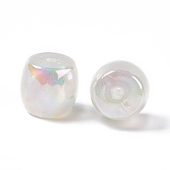 White Opaque Acrylic Beads, AB Color, Macaron Color, Barrel, White, 15.5x16.5mm, Hole: 3mm