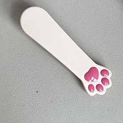 White Cute Cat Paw Print Cellulose Acetate Aligator Hair Clips, Hair Accessories for Girls, White, 55mm