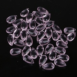 Flamant 5pcs perles de verre tchèques transparentes, top foré, larme, flamant, 14x8mm, Trou: 1mm
