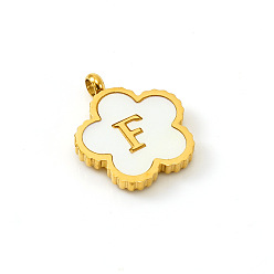 Letter F Подвески-буквы-цветы из нержавеющей стали золотистого тона с паве белого цвета, Буква F, 13 мм