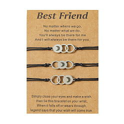 B00181 Moon Stylish Laser-Cut Stainless Steel Friendship Bracelet with Sun, Moon and Stars Design