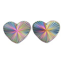 Rainbow Color 304 подвески из нержавеющей стали, шарма сердца, Радуга цветов, 25.5x29.5x2 мм, отверстие : 1.5 мм