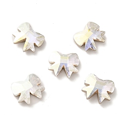 Crystal K9 Glass Rhinestone Cabochons, Flat Back & Back Plated, Faceted, Bowknot, Crystal, 10.5x12x4mm