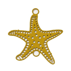 Dark Goldenrod 430 Stainless Steel Connector Charms, Etched Metal Embellishments, Starfish Links, Dark Goldenrod, 21x20.5x0.5mm, Hole: 1.8mm
