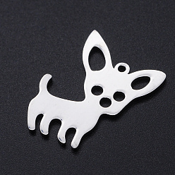 Stainless Steel Color 201 Stainless Steel Pendants, Dog, Stainless Steel Color, 25x20x1mm, Hole: 1.5mm