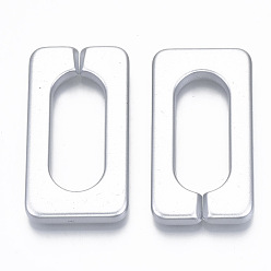 Silver Opaque Spray Painted Acrylic Linking Rings, Quick Link Connectors, for Cable Chains Making, Rectangle, Silver, 43.5x23x4.5mm, Inner Diameter: 30x12mm, about 147pcs/500g