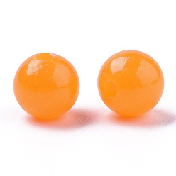 Dark Orange Luminous Acrylic Beads, Glow in the Dark, Round, Dark Orange, 6mm, Hole: 1.6mm, about 4600pcs/500g