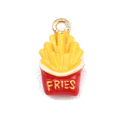 Red Fries Alloy Enamel Charms, Golden, Red, 14.5x8x4mm, Hole: 1.6mm