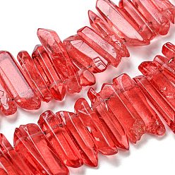 Красный Натуральные окрашенные кварцевые нити, чип, красные, 4~8x19~36x19~36 мм, отверстие : 1 мм, около 66~96 шт / нитка, 14.76''~15.55'' (37.5~39.5 см)