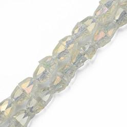 Light Goldenrod Yellow Electroplate Transparent Glass Beads Strands, Faceted, Bell, Light Goldenrod Yellow, 8x7mm, Hole: 1mm, about 94~100pcs/strand, 25.20 inch(64cm)