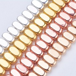 Couleur Mélangete Galvanoplastie non magnétiques hématite synthétique brins de perles, givré, rectangle, couleur mixte, 8x4x2mm, Trou: 1mm, Environ 98~102 pcs/chapelet, 15.5 pouce (39.5 cm)