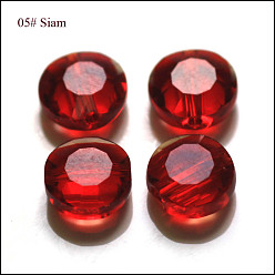 Dark Red Imitation Austrian Crystal Beads, Grade AAA, Faceted, Flat Round, Dark Red, 6x3.5mm, Hole: 0.7~0.9mm