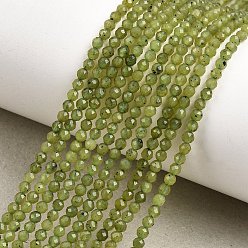 Другие Нефриты Бусы из натурального канадского нефрита, граненые, класс АА, круглые, 2 мм, отверстие : 0.6 мм, около 177 шт / нитка, 15.28'' (38.8 см)