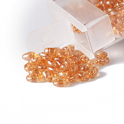 Corail 10g perles de verre tchèque transparentes, 2-trou, ovale, corail, 5x2.5mm
