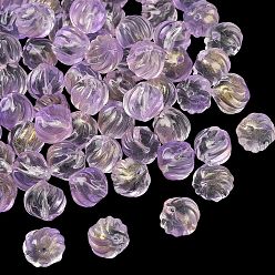 Средняя Орхидея Двухцветные прозрачные стеклянные бусины, тыква, с блеском порошок, средне орхидеи, 10~10.5x9~10 мм, отверстие : 1.4 мм, Около 833 шт / 1000 г