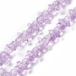 Lilac Transparent Glass Beads, Ginger Man, for Christmas, Lilac, 15x14x7mm, Hole: 1mm, about 50pcs/strand, 27.17''~27.95''(69~71cm)