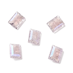 Light Amethyst Crackle Moonlight Style K9 Glass Rhinestone Cabochons, Pointed Back, Rectangle, Light Amethyst, 8x6x3.5mm