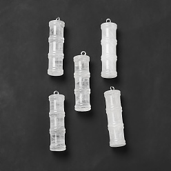 Quartz Crystal Natural Quartz Crystal Pendants, Rock Crystal Pendants, Bamboo Stick Charms, with Stainless Steel Color Tone 304 Stainless Steel Loops, 45x12.5mm, Hole: 2mm