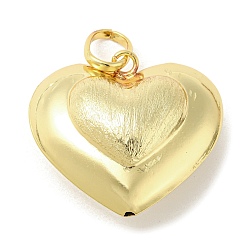 Real 18K Gold Plated Rack Plating Brass Pendants, Long-Lasting Plated, Lead Free & Cadmium Free, Heart Charms, Real 18K Gold Plated, 32x35x17mm, Hole: 9x4.5mm