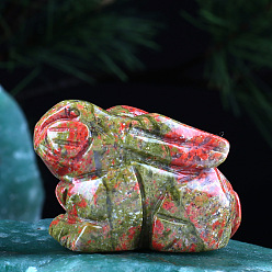 Ruby in Zoisite Natural Ruby in Zoisite Home Display Decorations, 3D Rabbit, 15x38x28mm