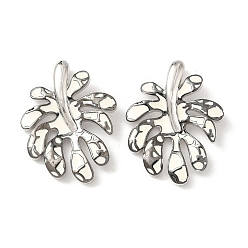 Платина Латунь эмаль подвески, без кадмия и без свинца, долговечный, стойки покрытие, очарование листа, платина, 30x22x6.5 мм, отверстие : 5x2.5 мм