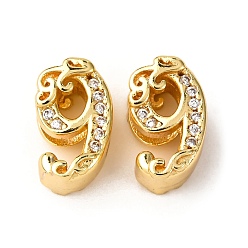 Золотой Латунные микро проложить кубического циркония бусы, число, без кадмия и без свинца, золотые, 10.5x6.5x6 мм, отверстие : 5x2 мм