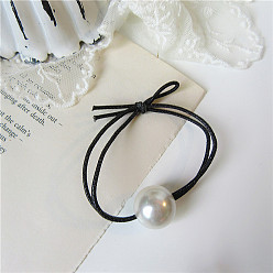 Black Pearl Corbata de pelo de perla de círculo geométrico - diseño minimalista, elegante accesorio para el cabello para mujer.