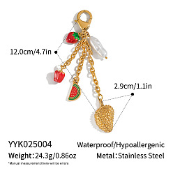 Durian Декоративные подвески из нержавеющей стали с эмалью, с карабин-лобстерами , золотые, дуриан, 120 мм