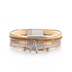 SZ00221-4 Fashionable Diamond Starfish Bracelet - Casual Vacation Style, Beaded Jewelry.