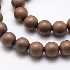 Copper Plated Electroplate Non-magnetic Synthetic Hematite Beads Strands, Matte Style, Round, Copper Plated, 10mm, Hole: 2mm, about 40pcs/strand, 15.7 inch