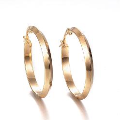 Golden 304 Stainless Steel Hoop Earrings, Hypoallergenic Earrings, Golden, 25x24x3mm, Pin: 1x0.8mm