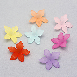 Mixed Color Transparent Acrylic Beads, Frosted, Flower, Mixed Color, 29x27x7mm, Hole: 1.5mm, about 568pcs/500g