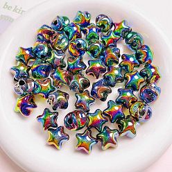 Colorful UV Plating Plastic Beads, Iridescent Star, Colorful, 16x16mm, Hole: 2.5mm