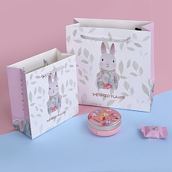 Rabbit Folding Cardboard Paper Gift Boxes, Gift Package, Rectangle with Handle, Rabbit, 15x7x14cm