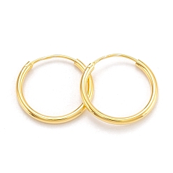Golden 925 Sterling Silver Hoop Earrings, Ring, Golden, 19x1.7mm, Pin: 0.6mm