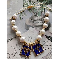 ZZ-B230001G Bohemian Style Single Color Beaded Love Cross Freshwater Pearl Bracelet for Women