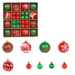 Green Plastic Christmas Ball Pendant Decorations, Christmas Tree Hanging Decorations, Green, 30~60mm, 44pcs/box