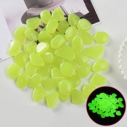 Green Yellow Resin Luminous Glow in the Dark Pebbles Stone, Vase Fillers, Nuggest, Green Yellow, 20~30mm