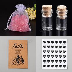 (52) Непрозрачная лаванда 60шт. стеклянная банка стеклянные бутылки контейнеры для бусинок, 60шт. мешочки из органзы, бумажные карты, бумажные наклейки, разноцветные, 10x18 мм