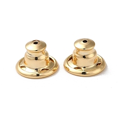 Real 14K Gold Plated Rack Plating Brass Ear Nuts, Bullet Ear Nuts, Long-Lasting Plated, Real 14K Gold Plated, 10x7mm, Hole: 0.7mm